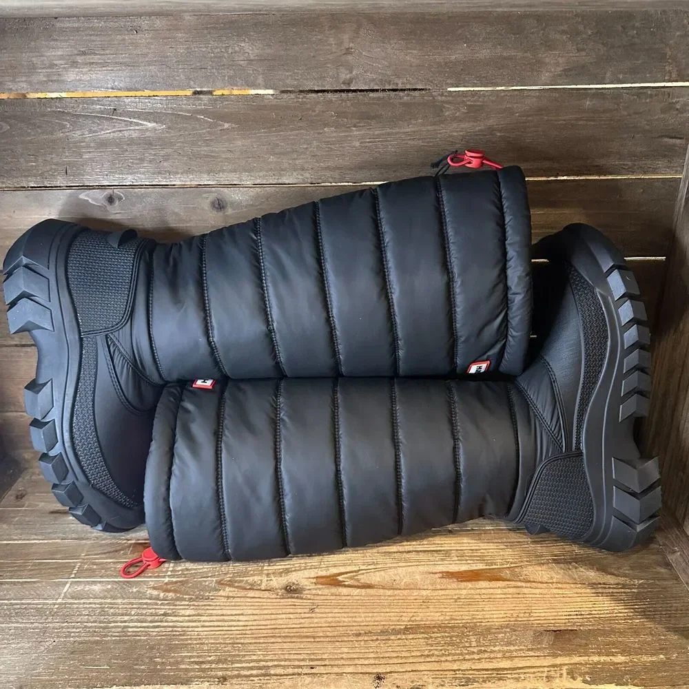 New Womens Hunter Intrepid Tall Black Insulated Puffy Winter Snow Boots Size 6 M